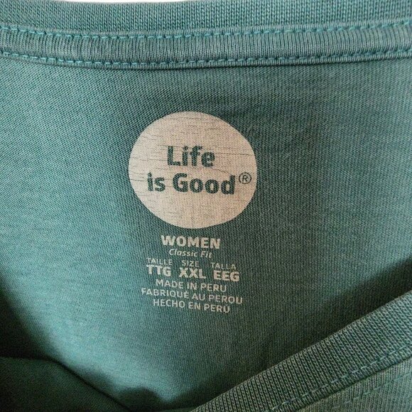 Life Is Good Women's Plus Size XXL T Shirt Half Full Wine Glass‎ Long Sleeve Tee - Picture 7 of 11